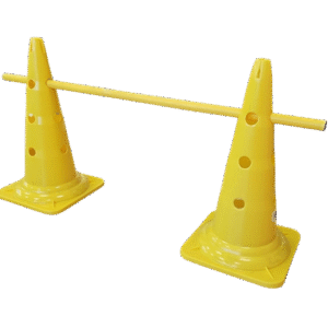Set conos perforados con barra (2 conos  + 3 barra amarilla + 2 Pinzas)