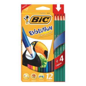Lapices De 12 Colores + 4 Grafitos Bic Evolution | Top