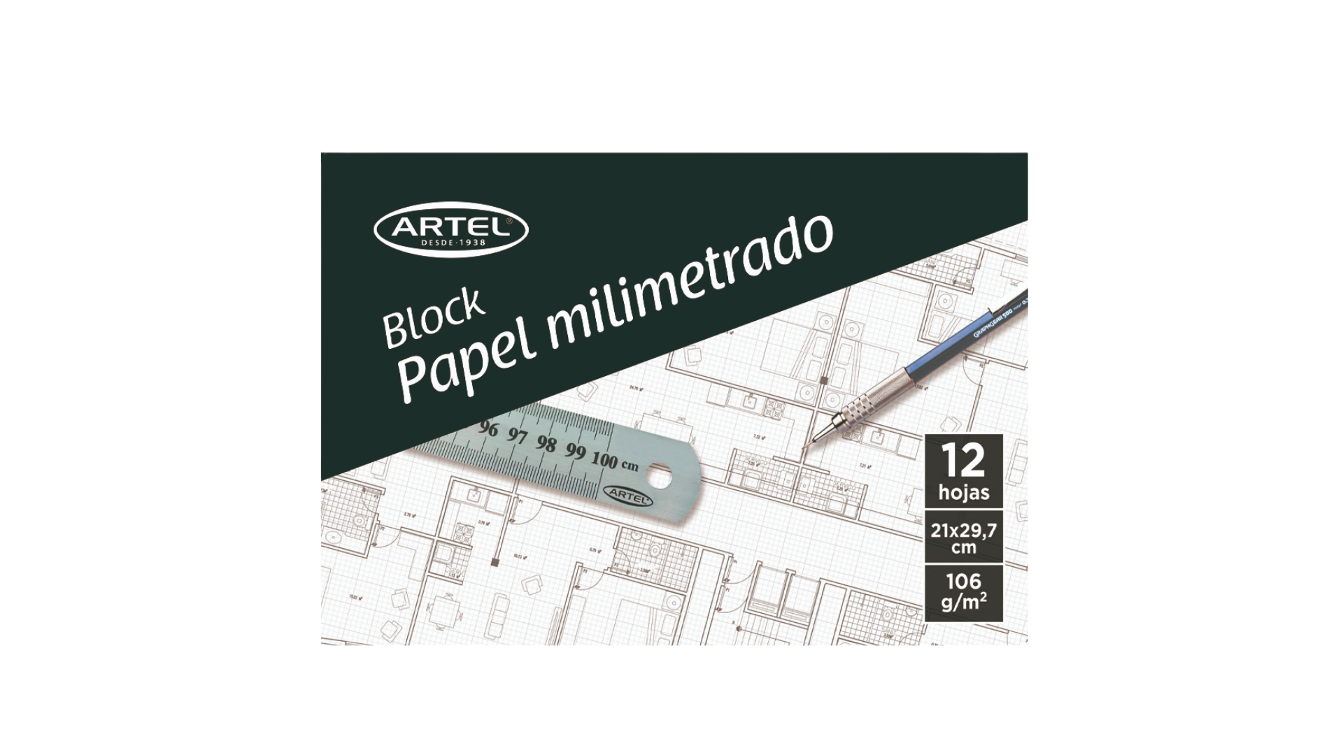 Sobre Papel Milimetrado Artel 12 Hojas A4