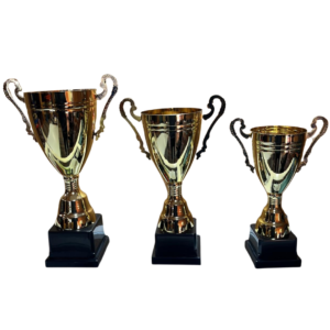 Copas metalicas en acabado dorado