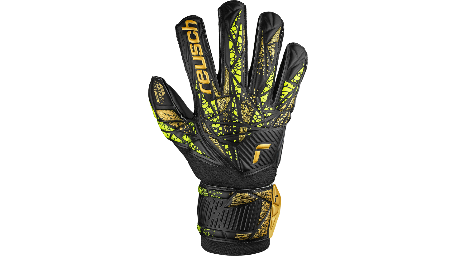 GUANTE ARQUERO REUSCH ATTRAKT INFINITY FERULA ADULTO GK24-25 NEGRO/DORADO/AMARILLO - Imagen 6