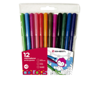 MARCADORES ESCOLAR PUNTA GRUESA RHEIN 12 COLORES