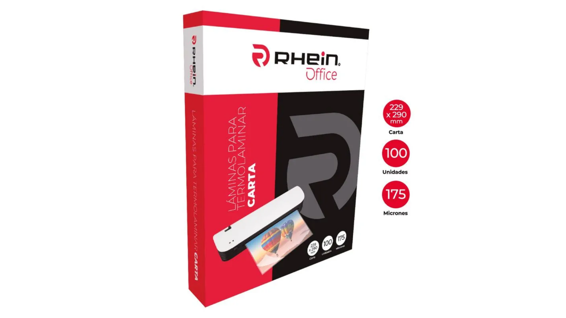 Resma laminas Para Termolaminar 229 X 290 Mm Carta 100 Un 175 Micrones Rhein