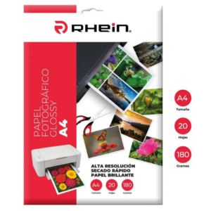 Resma Papel Fotográfico Glossy A4 180 Grs 20 Hojas Rhein