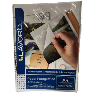 Resma Papel Fotografico Adhesivo A4 200Grs 20 Hjs Lavoro